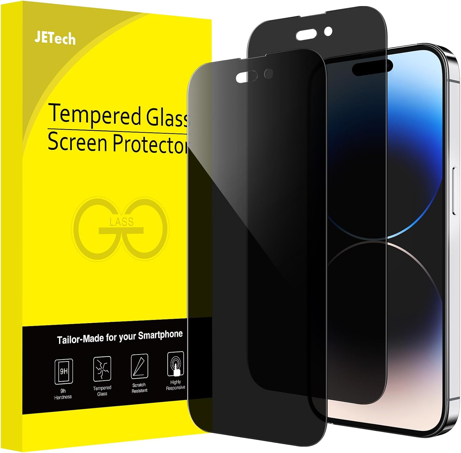 JETech Privacy Screen Protector for iPhone 14 Pro, 2-Pack