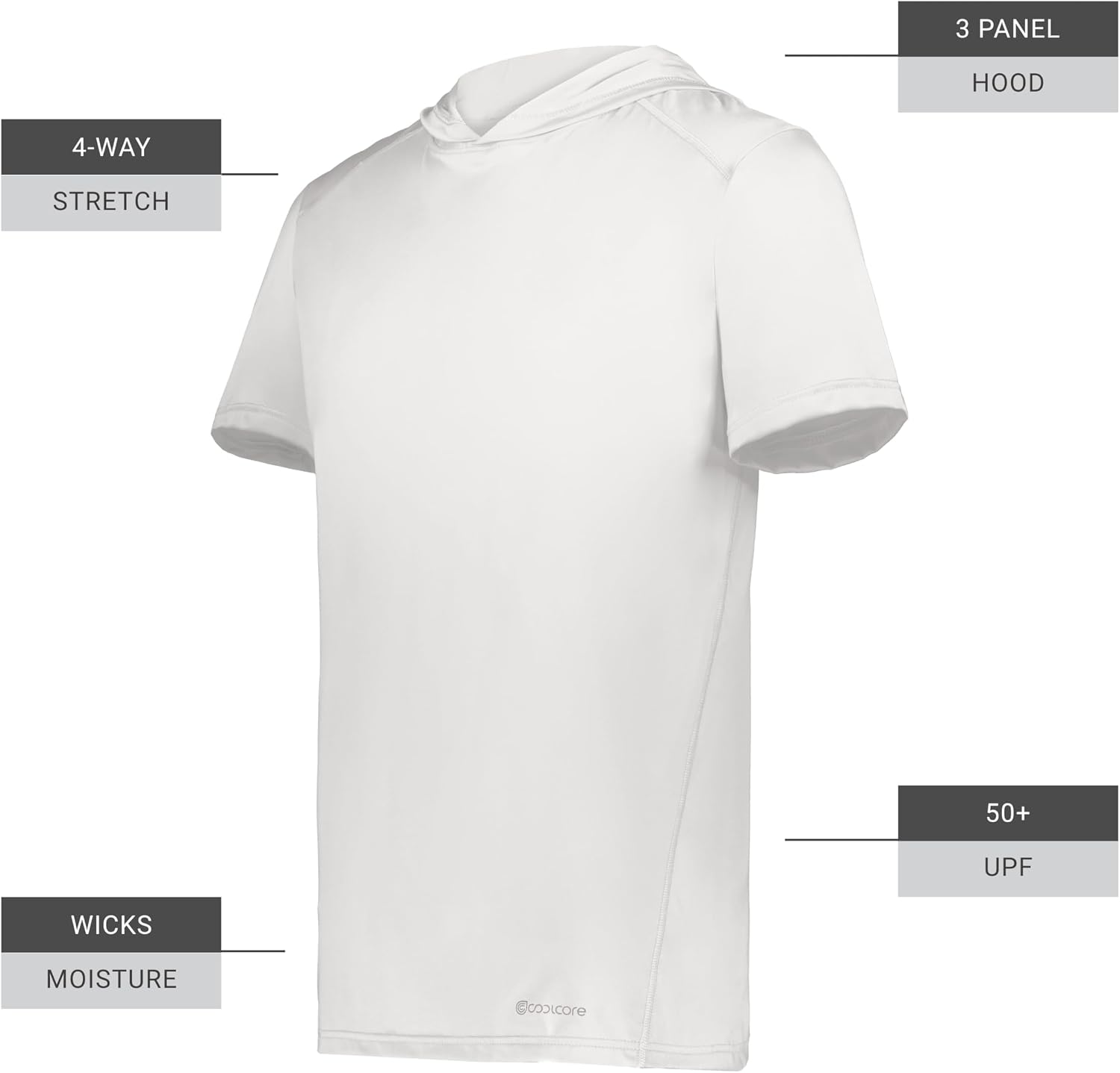 Holloway Men's Powered By Coolcore Short Sleeve Hoodie – Athletic-fit Gym Hoodie With 4-way Stretch and Cooling Fabric