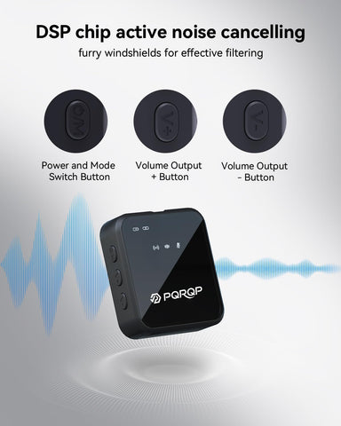 PQRQP 3 in 1 Wireless Lavalier Microphone for iPhone Android & Camera, Mini Clip-On Mic for Video Recording TikTok YouTube Interview, Noise Cancelling, 328ft Range, 18H Battery