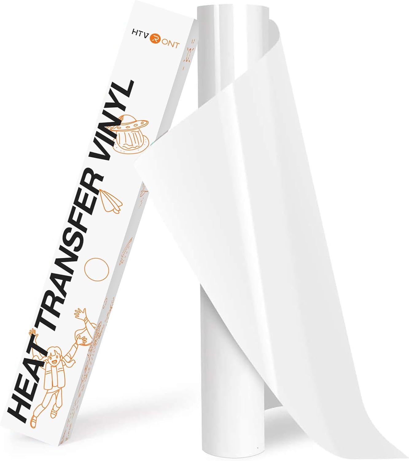 HTVRONT HTV Roll Heat Transfer Vinyl - 12" x 8ft White HTV Vinyl for Shirts