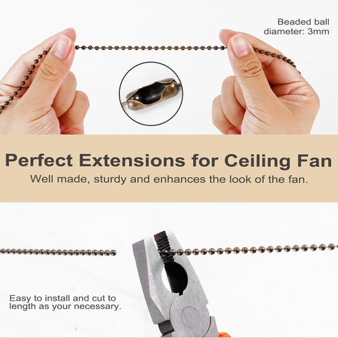 4 Pack Bronzed Ceiling Fan Pull Chain Extension, 12'' Decor Light Fans Icon