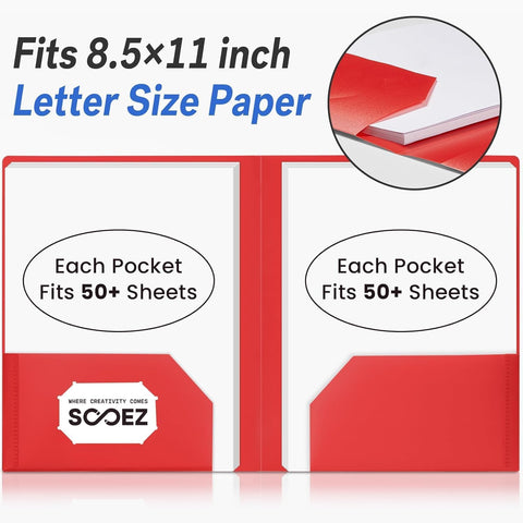 Sooez 7 Pack Folders with Pockets, 2 Pocket Folders with Extra Labels