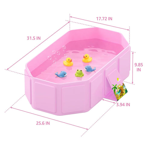 Collapsible Baby Bathtub, Toddler Bathtub with Drain Plug, Pink