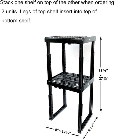 Locker Organizer Shelf， Adjustable Width and Height, Ideal Locker for School, Office, and Gym Lockers (Black)