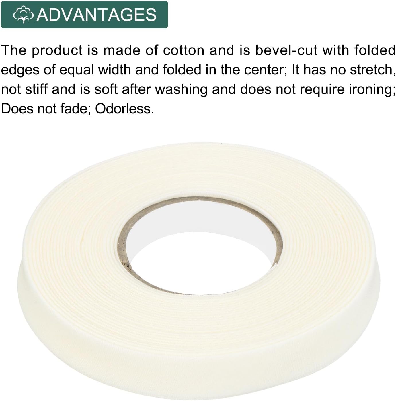 MECCANIXITY 6Ydx1/2" Double Fold Bias Tape for Sewing Seaming Quilting