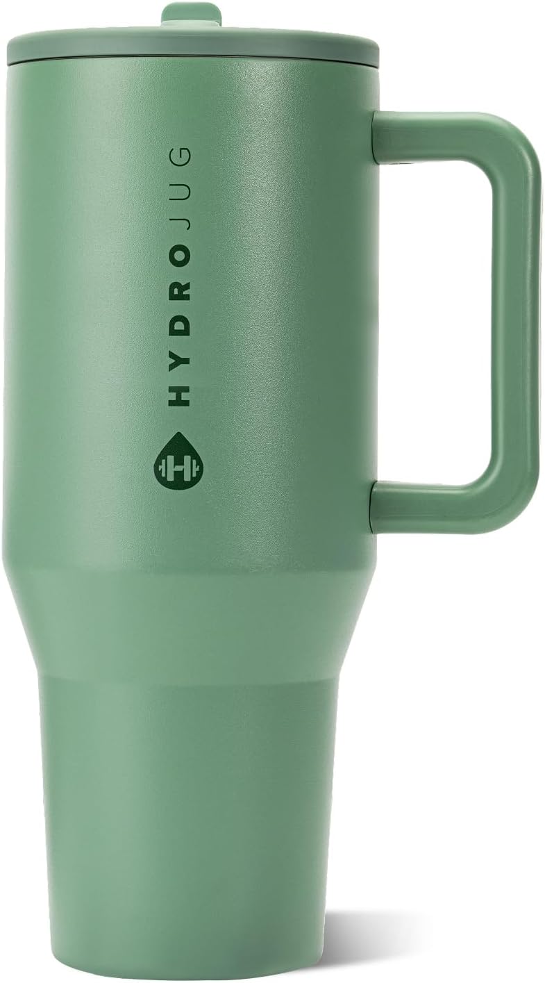 HydroJug Traveler 40oz, Insulated Tumbler with Handle & Straw, Sage