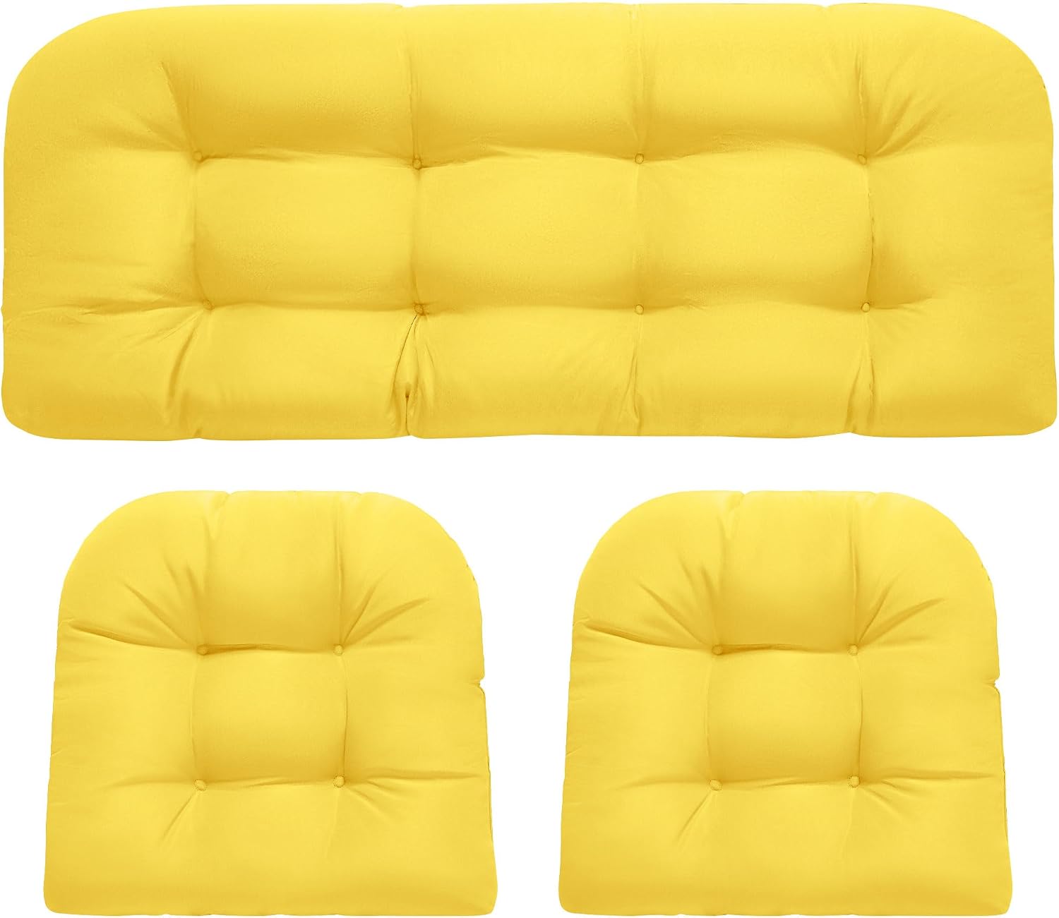 DANGHOOGY Wicker Chair Cushions, Waterproof 3Pcs Outdoor Cushion Set Yellow