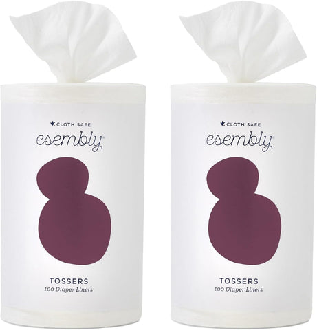 Esembly Tossers – Disposable Bamboo from Viscose Diaper Liners for Cloth Diapers – Earth-Friendly, Fragrance-Free, Chlorine-Free – One Size, 200 Liners (2-Pack of 100-Liner Rolls)