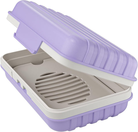 Quatish Leakproof Bar Soap Holder Dish with Lid for Shower, Portable Travel Soap Case Box for Gym, Camping, Hiking, Outdoor Use, Travel Size Toiletries Essentials, Keeps Soap Dry, Purple