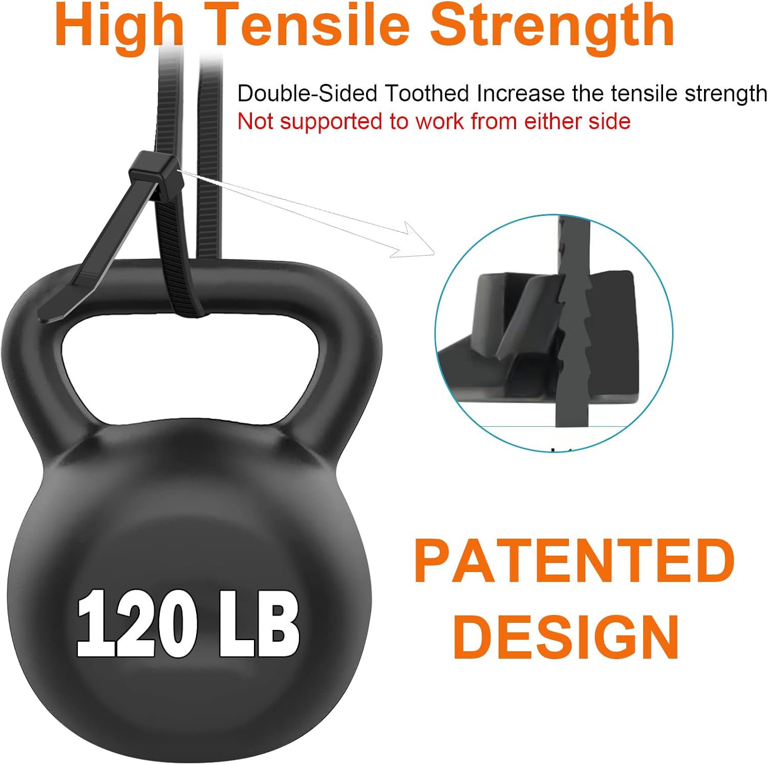 Zip Ties Heavy Duty 12 inch，V-Shaped Toothed Double Sided With 120 LBS Tensile Strength Cable Ties ，Extra Large Wire Ties Adjustable Nylon Tie Wraps for Indoor Outdoor Patented Design（100 Pack Black）