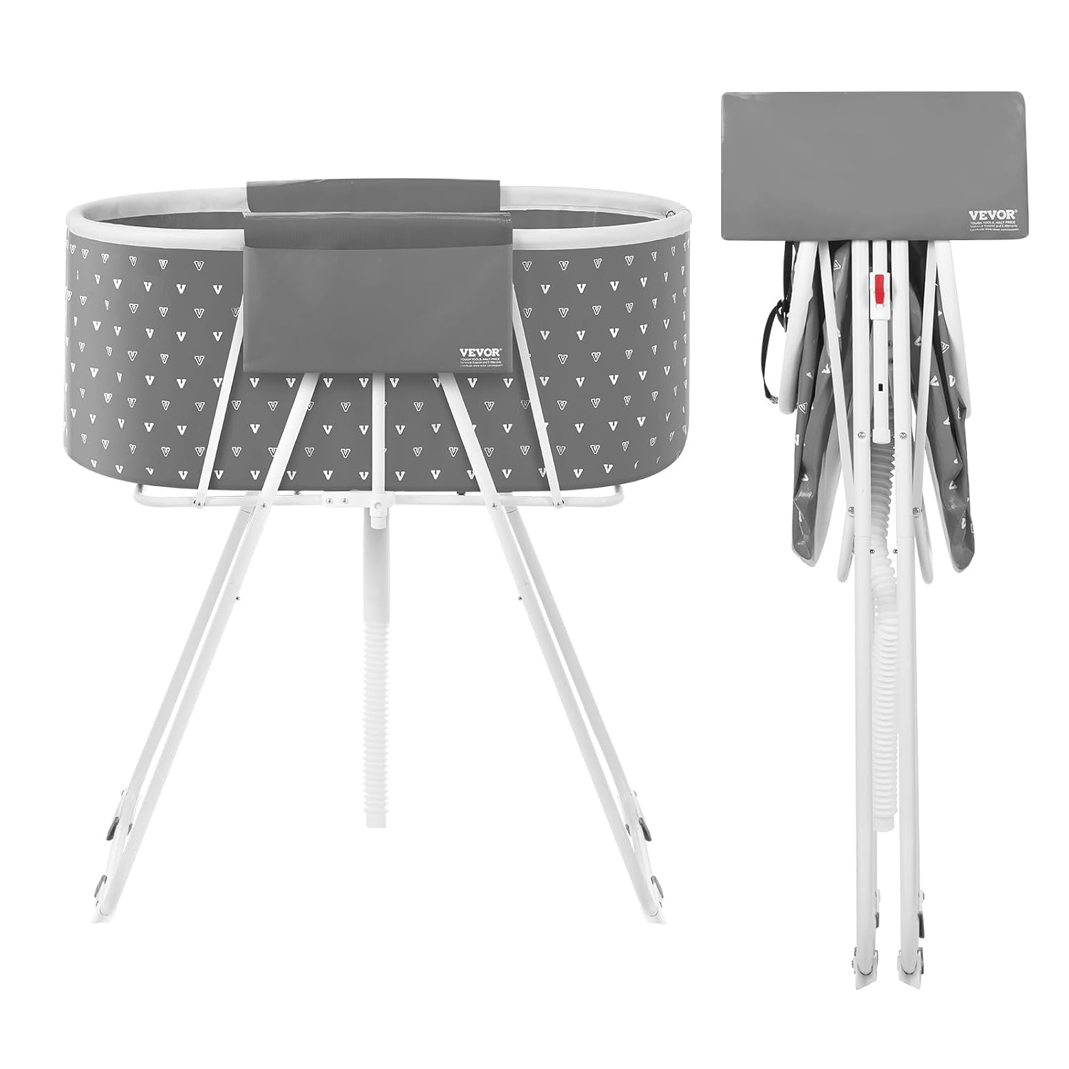 VEVOR Portable Dog Bathtub Foldable Pet Shower Station with Drain, Grey