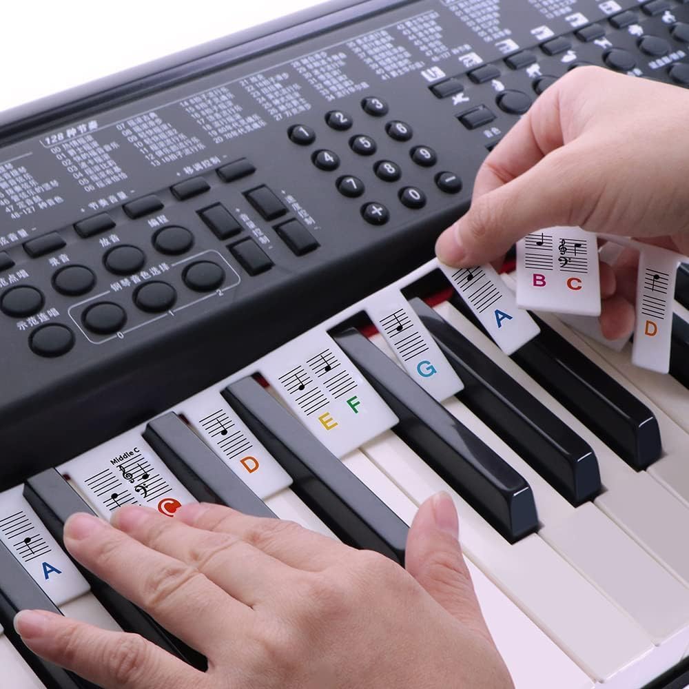 Piano Keyboard Stickers, Removable Silicone Piano Notes Guide for 88 Keys