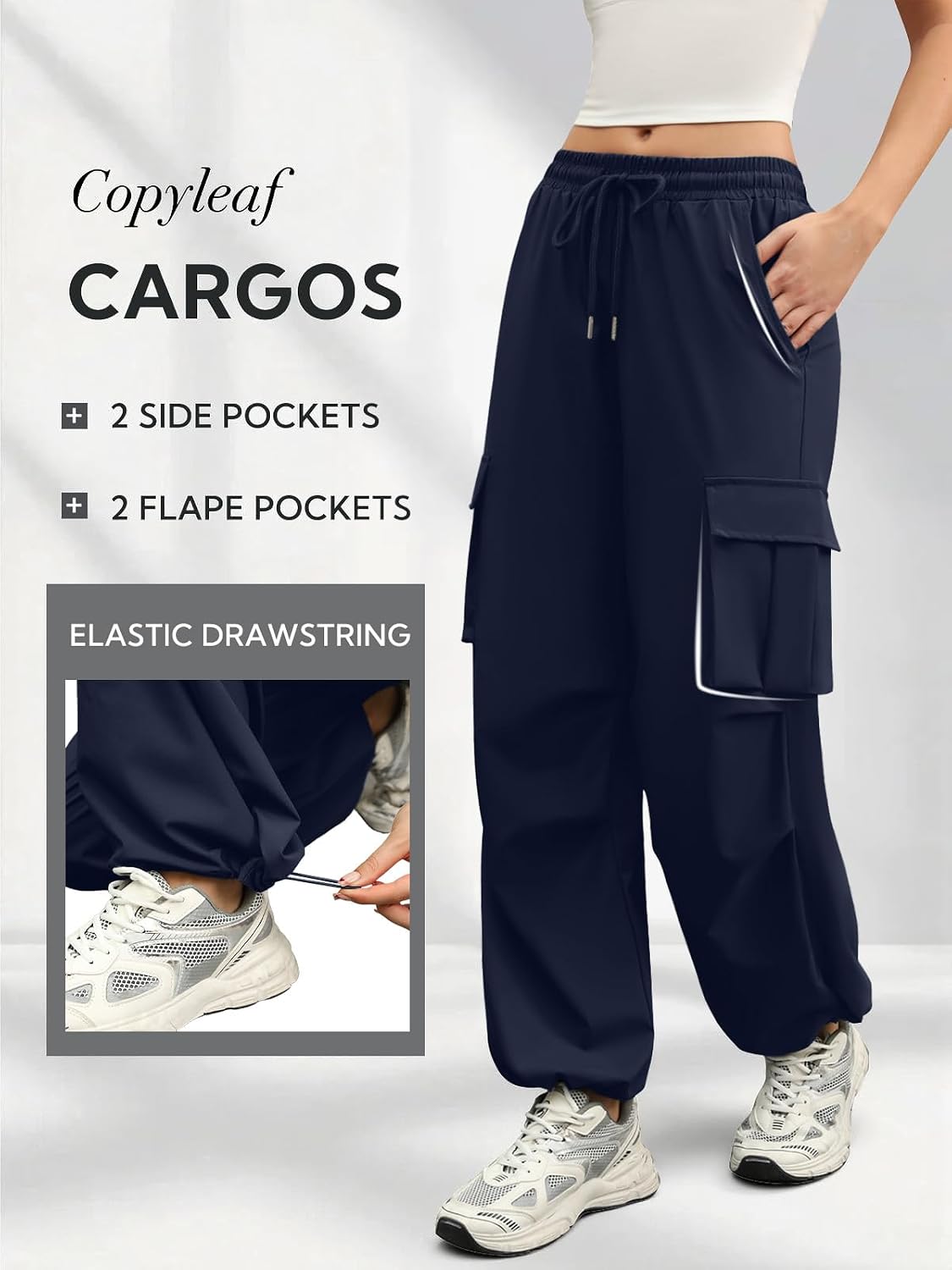 COPYLEAF Parachute Cargo Pants Women Lightweight Baggy Hiking Pants Y2k