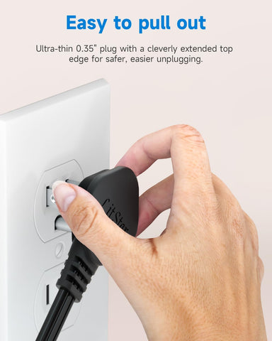 Flat Plug 3Ft Short Extension Cord, 90-Degree Plug Low Profile Power Adapter, 3-Prong Indoor Grounded Small Extension Cord Black 16AWG 13A 1625W 2 Pack