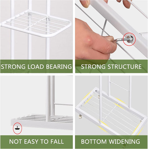 LINZINAR 4 Tier Plant Stand Indoor Outdoor Metal Corner Display Shelf