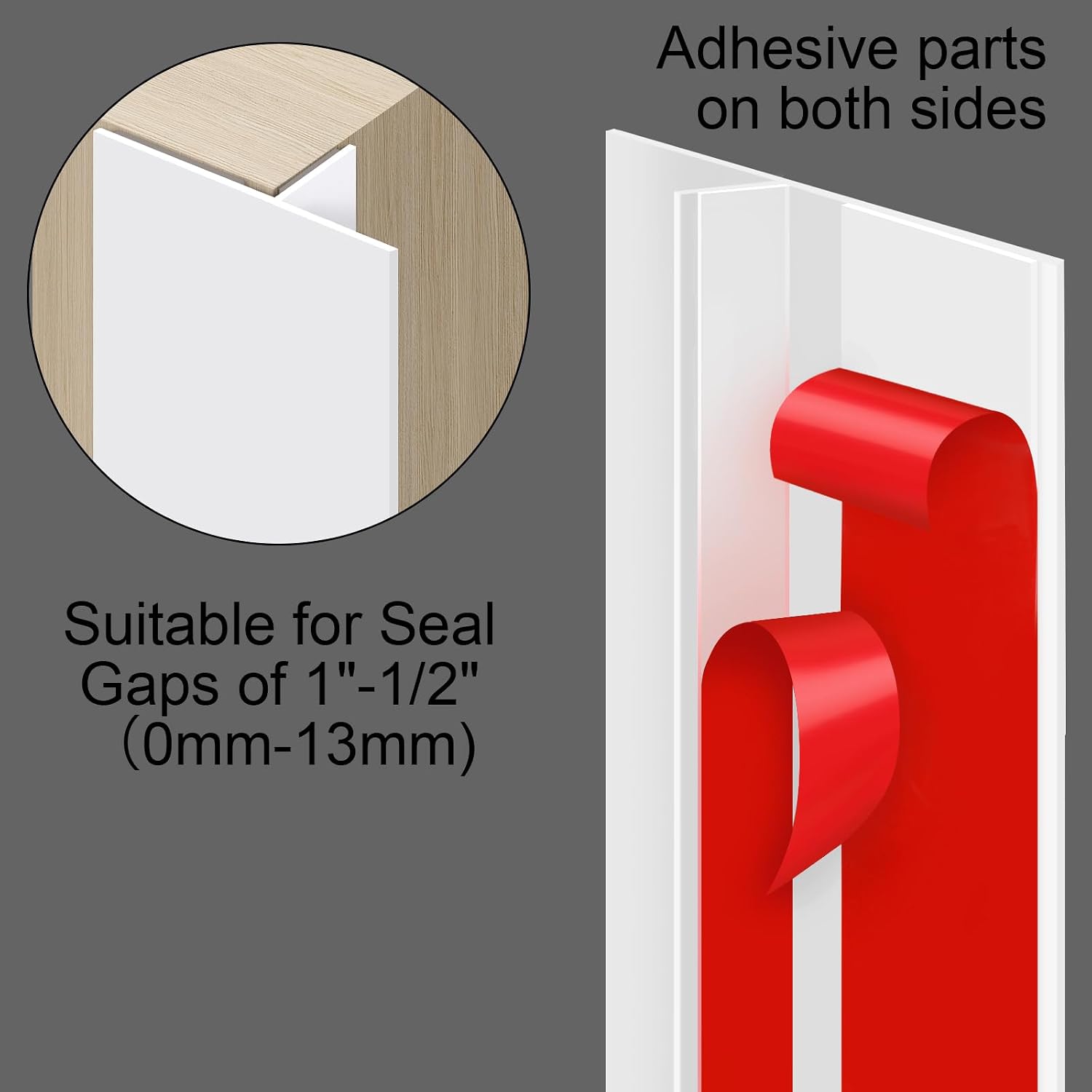 Benory T-Shaped Silicone Door Weather Stripping, White, 1.38" W x 20 ft