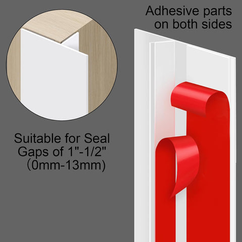 Benory T-Shaped Silicone Door Weather Stripping, White, 1.38" W x 20 ft