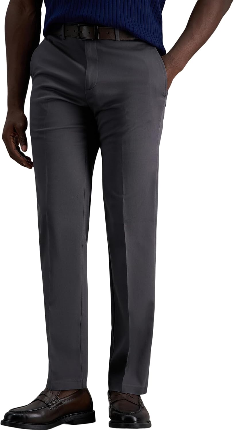 Haggar Men's Premium No Iron Khaki Straight Fit Flat Front Casual Pant