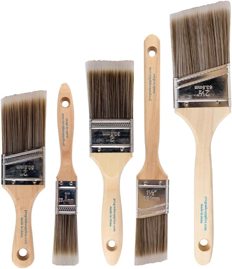 Pro Grade Paint Brushes, Paint Brush Set for Walls, Trim & Stain, 5-Piece