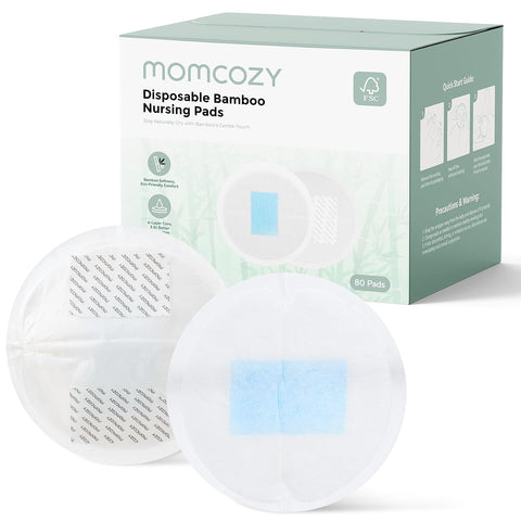 Momcozy Bamboo Disposable Nursing Pads, Blue Core Ultra-Absorbent, 80PCS