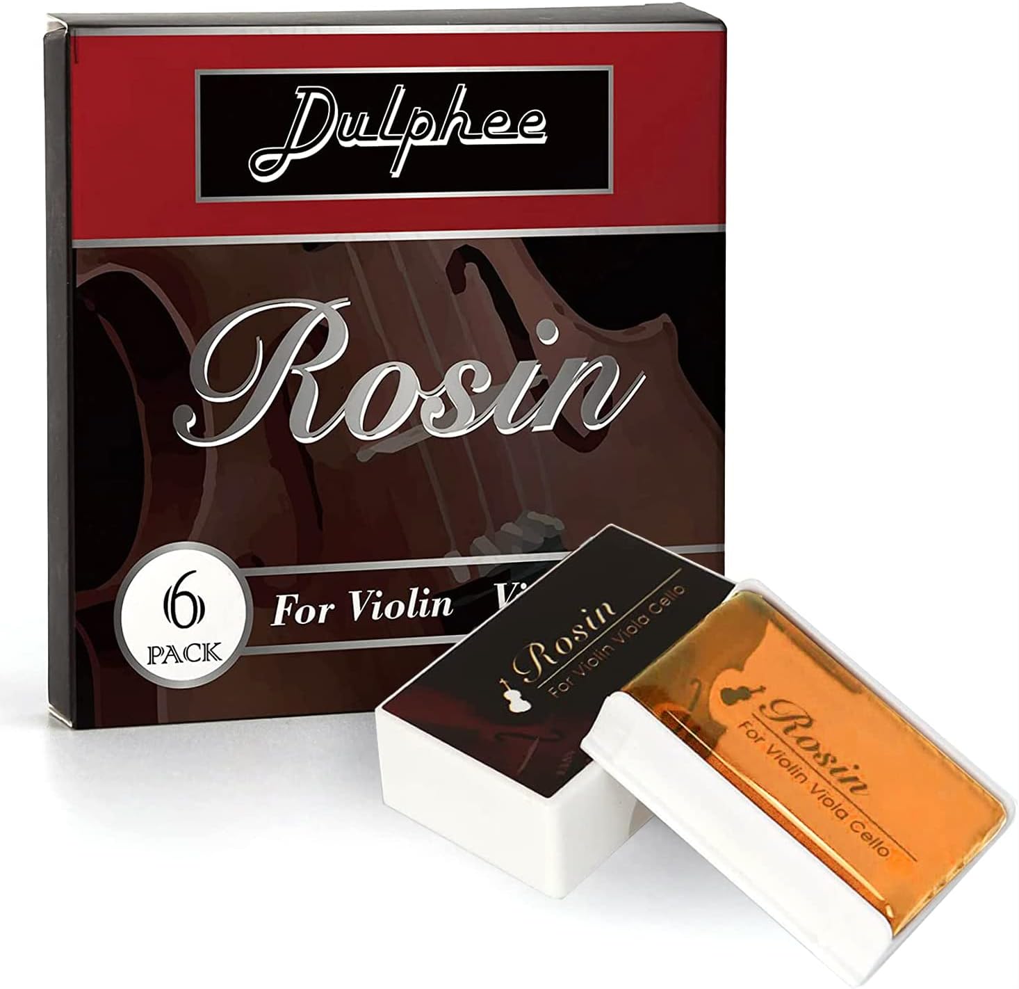 Rosin, Violin Rosin [6 Pack] Cello Viola Rosin for Violin Bow, Light Low Dust Resin, Violin Accessories by Dulphee
