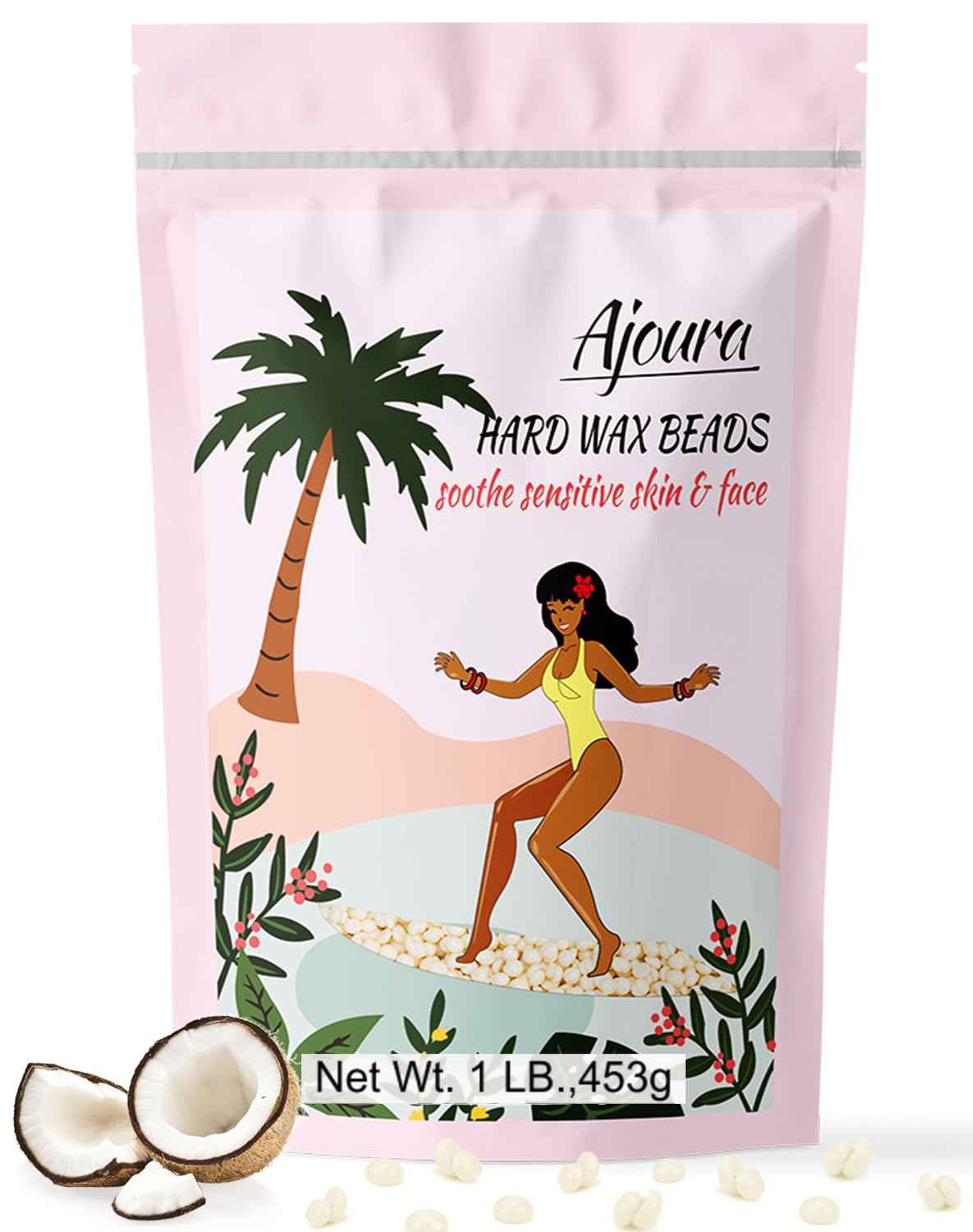 Ajoura 1 lb Refill Hard Wax Beads for Hair Removal, Brazilian Coarse Waxing