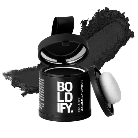 BOLDIFY Hairline Powder - Root Touch Up & Hair Loss Cover Up, Instant Gray Coverage 48-Hour Stain-Proof Hair Color Powder for Women & Men, Hair Fibers and Hair Topper Alternative (Black)