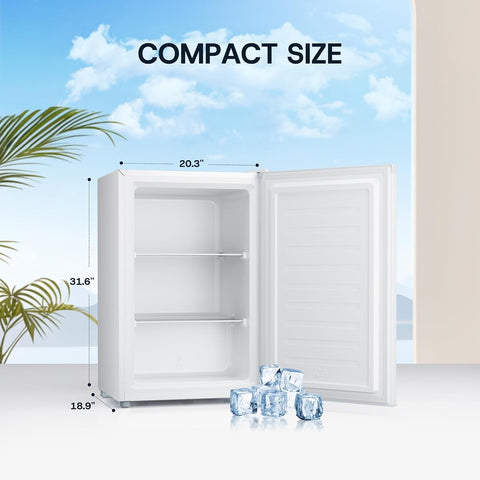 Upstreman 3.0 Cu.ft Mini Upright Freezer, Reversible Door (White)