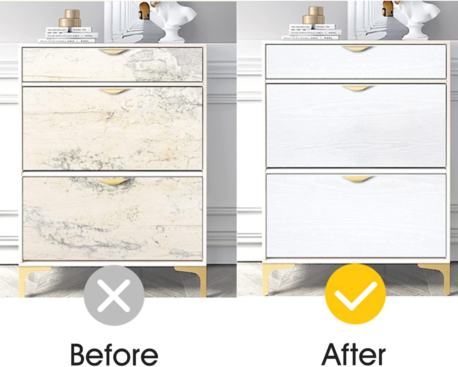 Arthome Peel and Stick Wallpaper - White Wood Contact Paper - White Wallpaper - Self-Adhesive, Removable and Waterproof for Cabinet, Countertop (23.6''x200'')