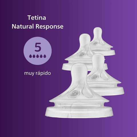 Philips Avent Natural Response Baby Bottle Nipples, Extra Fast Flow, 4-Pack