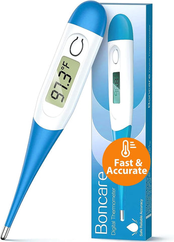Boncare 10 Seconds Oral Thermometer for Adults and Kids, Light Blue