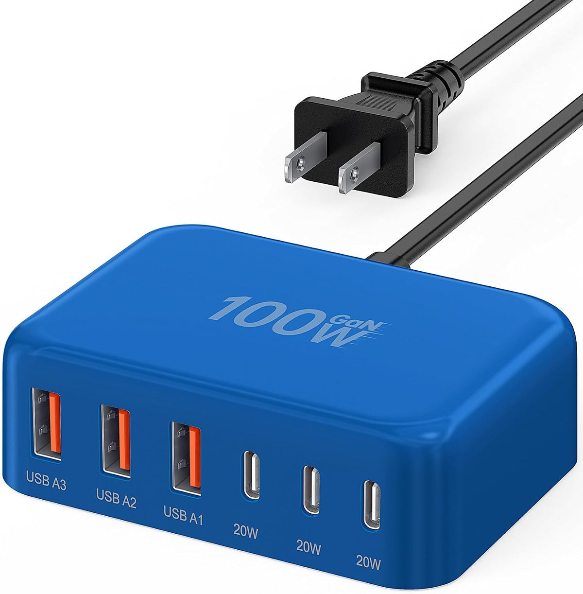 USB C Charger Block, GaN Fast USB Charging Station Hub with 100W Max 6-Port