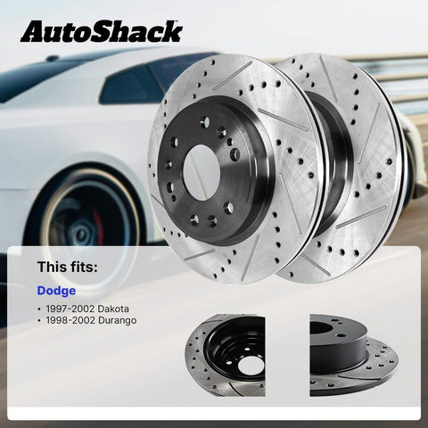 AutoShack Front E-Coated Rotors 11.3" (287 mm) for Dodge Dakota 2002
