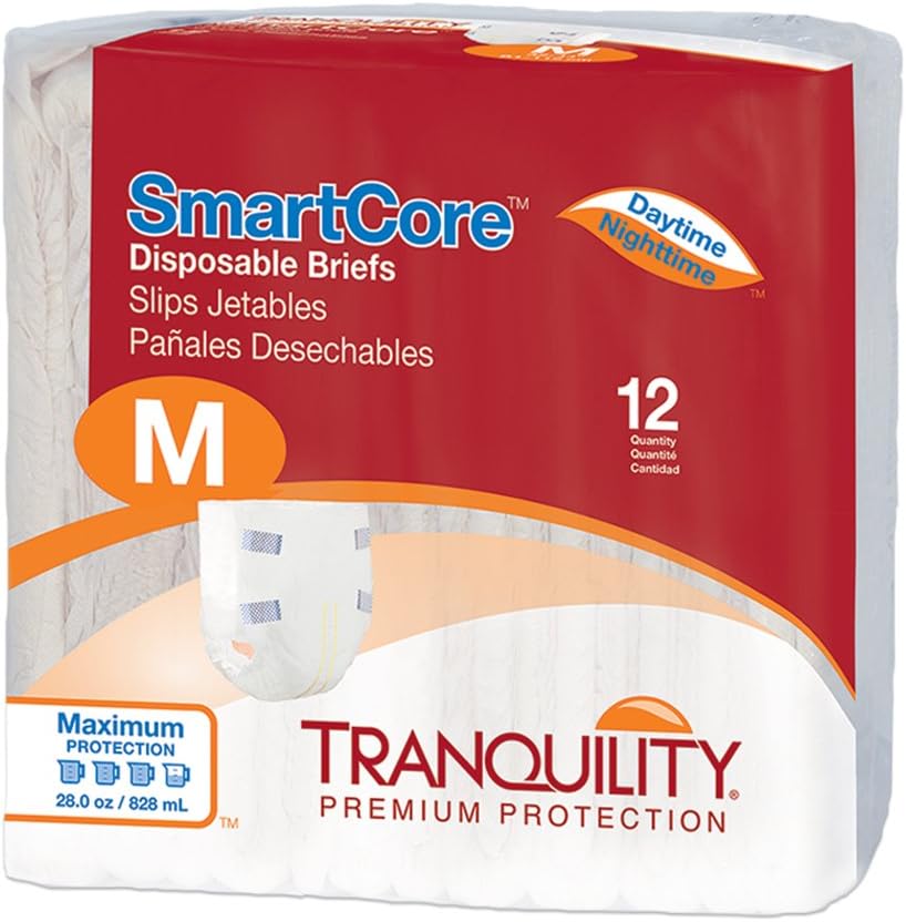 Tranquility SmartCore Adult Diapers with Tabs, Medium, 96 Ct Case
