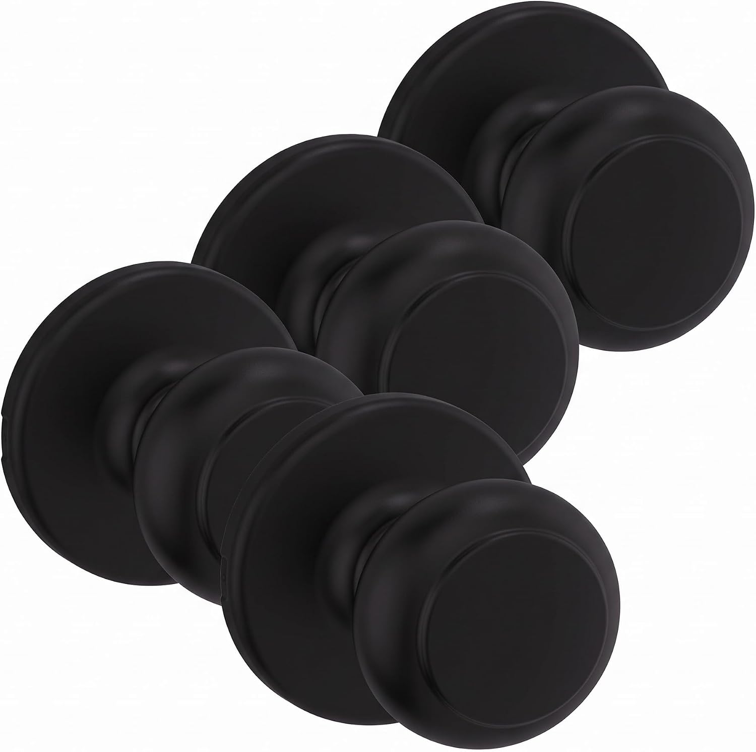 Kwikset Cove Interior Passage Door Knob, Handle for Closet and Hallway Doors, Non-Locking Doorknob, Matte Black (Pack of 4)