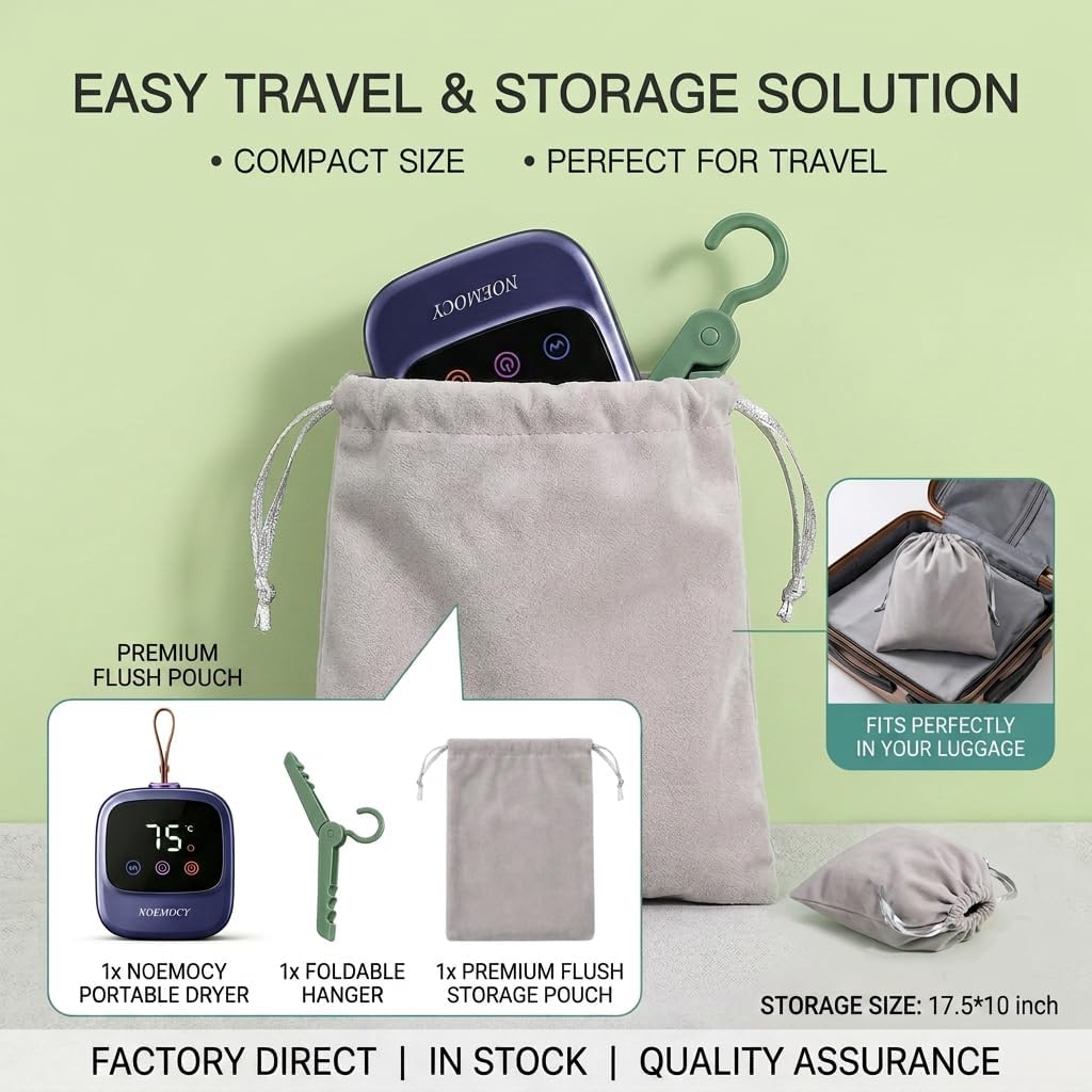 Portable Clothes Dryer, Compact Drying Machine for Travel (Blue)