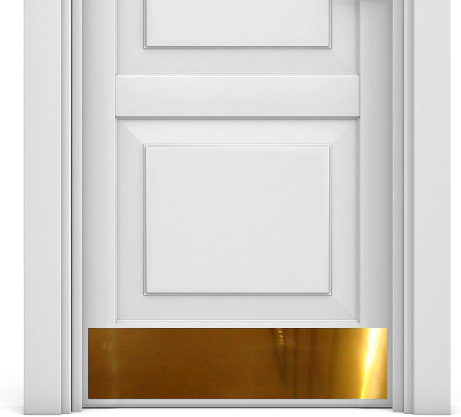 Deck the Door Decor | Door Kick Plate - Anodized Aluminum – Screw Mount – Satin Black, Satin Nickel, Shiny Brass & Oil Rubbed Bronze Finish – Many Sizes (8x34", Shiny Brass)