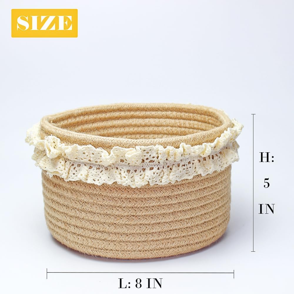 Basket for Gifts, Small Cute Decorative Jute Baskets for Baby