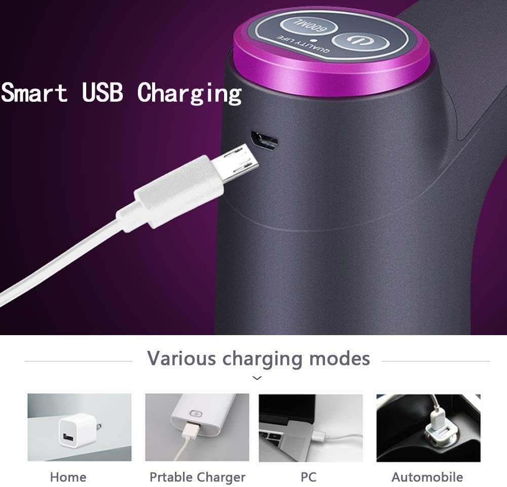 Cozy BlueWater Dispenser, Portable Water Bottle Pump for Universal 3, 4 and 5 Gallon with USB Electric Charging and Automatic Off Switch (Black)