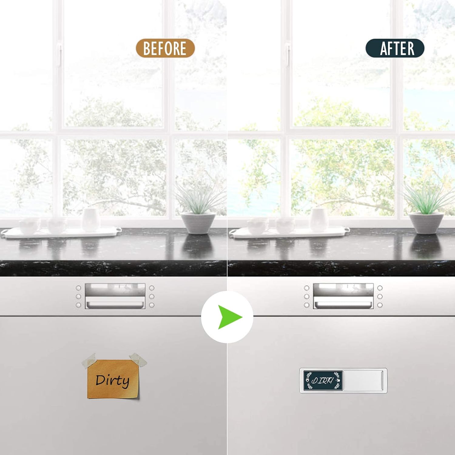 Dishwasher Magnet Clean Dirty Sign Shutter Only Changes When You Push It Non-Scratching Strong Magnet or Adhesive Options Indicator Tells Whether Dishes are Clean or Dirty (Deepblue)
