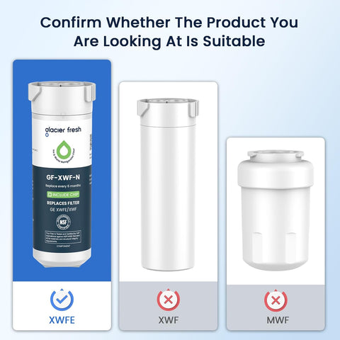 GLACIER FRESH XWFE (Built-in CHIP) Refrigerator Water Filter 2-Pack