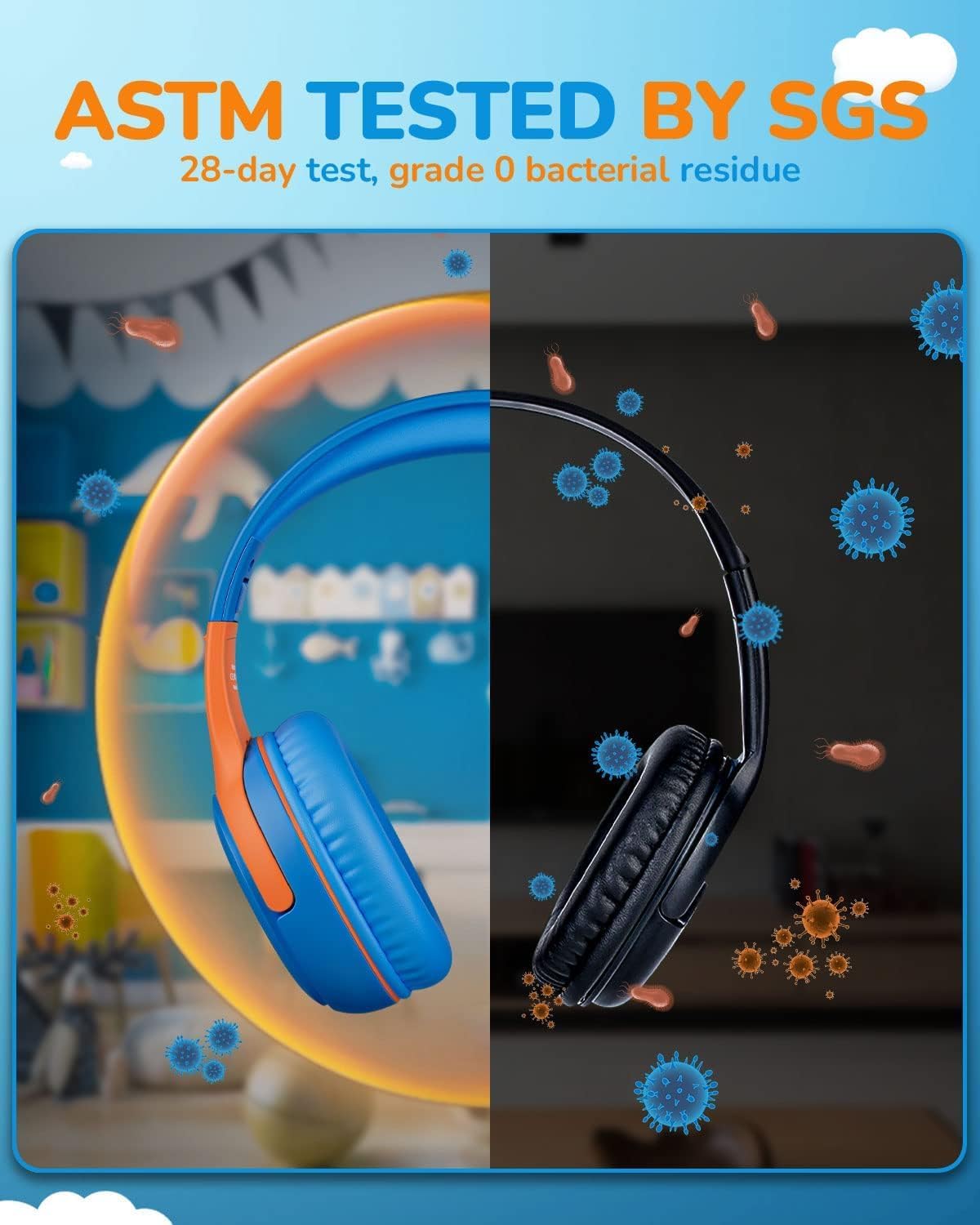 awatrue AT2 2PCS Kids Headphones for School Travel, 85/94dB Safe Volume