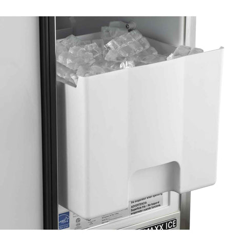 Maxx Ice MIM50P-O Indoor Outdoor Energy Star Built-in Under Counter Clear Ice Maker Machine with Drain Pump Reversible Door 65 Pound Production and 25 Pound Storage Capacity, 14.6" Wide, Silver
