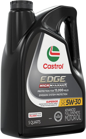 Castrol EDGE High Mileage 5W-30 Advanced Full Synthetic Motor Oil, 5 Quarts