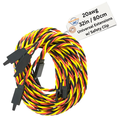 BackBayRC - 72in 20awg Male/Female w/Clip Universal Servo Extension - 5 Pack