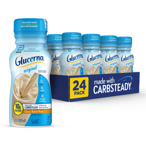 Glucerna Original Nutrition Shake to Support Blood Sugar Management | Diabetes Care Shake, 10g Protein, Ready-to-Drink Meal or Snack Replacement for Adults, 180 Calories, Butter Pecan, 24 Pack