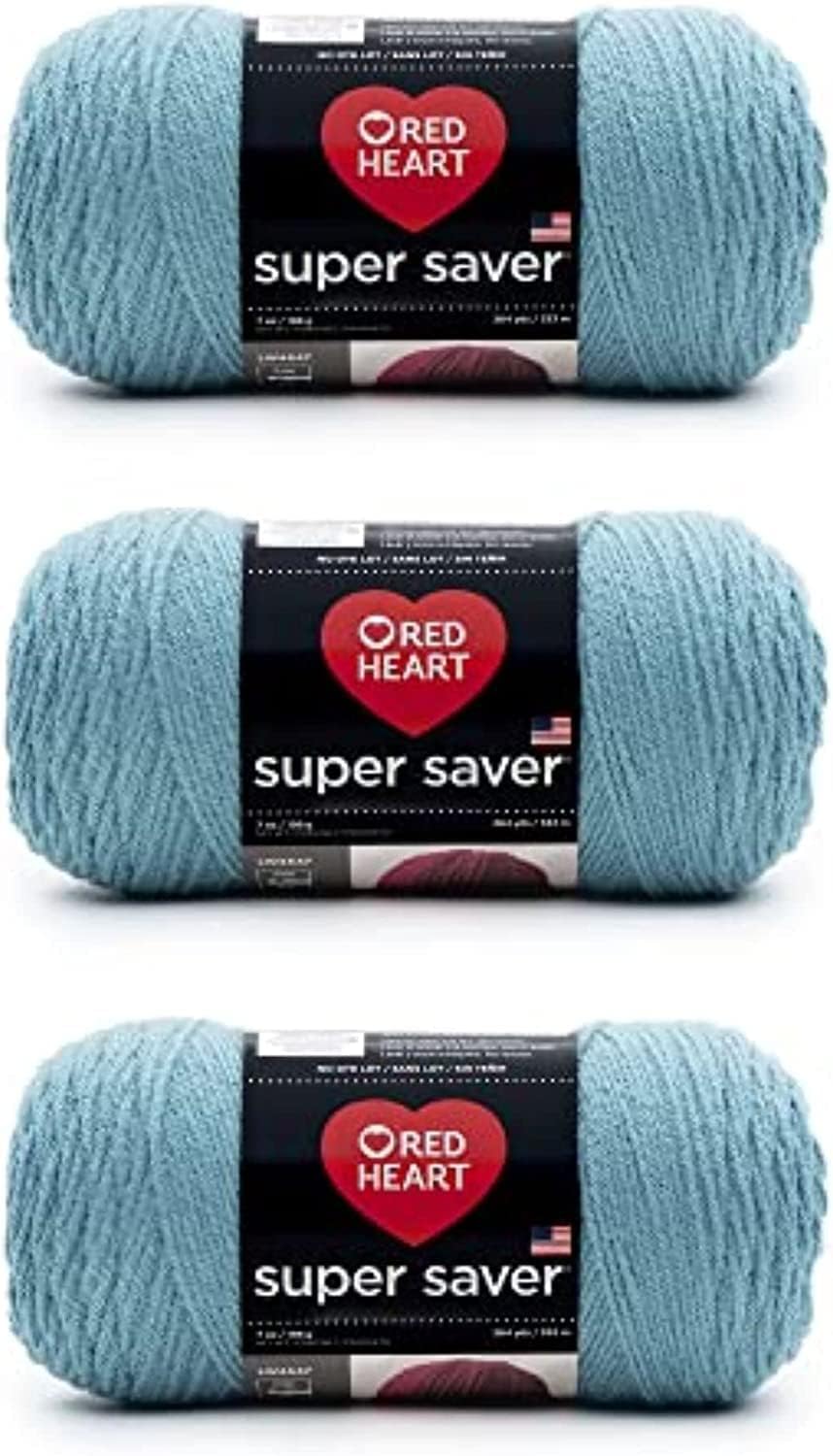 Red Heart Super Saver Yarn for Crocheting & Knitting, Country Blue, 3-Pack