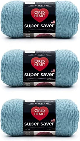 Red Heart Super Saver Yarn for Crocheting & Knitting, Country Blue, 3-Pack