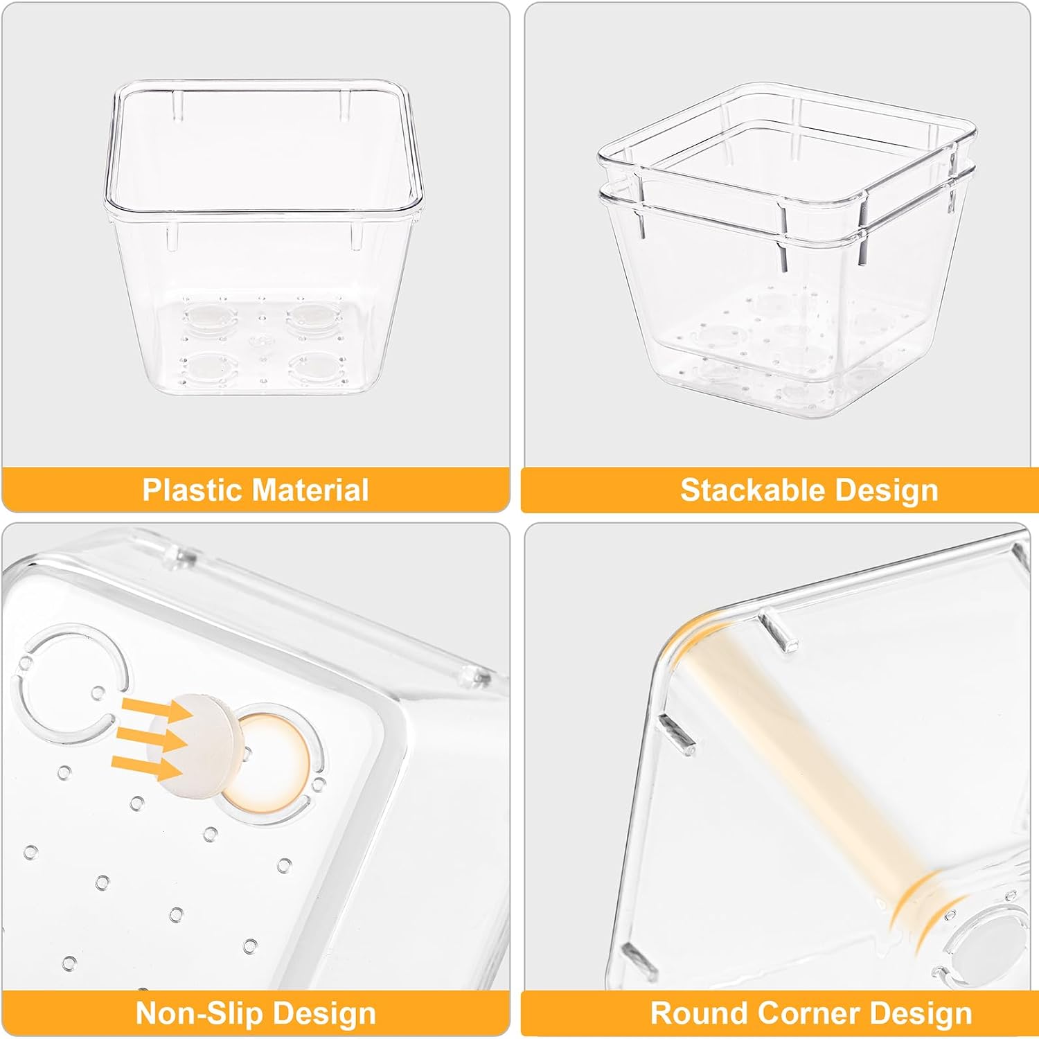 SMARTAKE 13-Piece Drawer Organizers with Non-Slip Silicone Pads, 5-Size