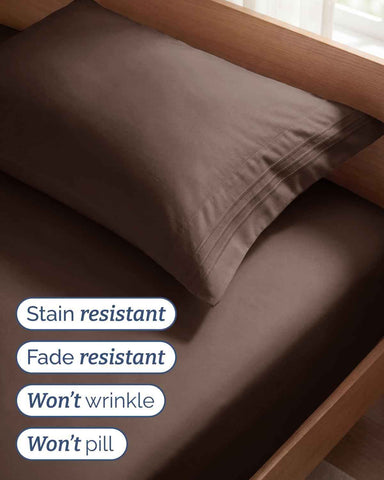 Twin Size 3 Piece Sheet Set - Comfy Breathable & Cooling Sheets - Brown